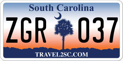 SC license plate ZGR037