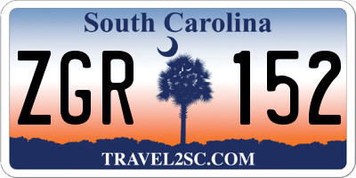 SC license plate ZGR152