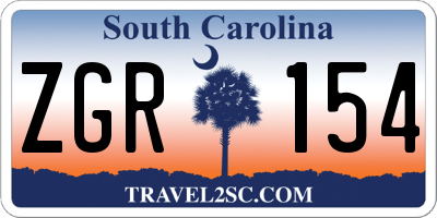 SC license plate ZGR154