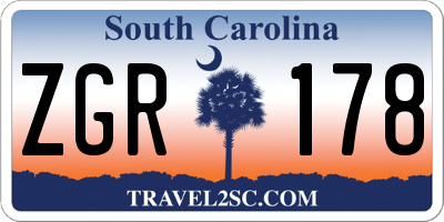SC license plate ZGR178