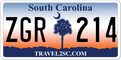 SC license plate ZGR214