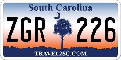 SC license plate ZGR226