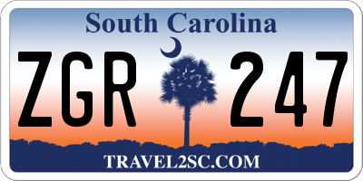 SC license plate ZGR247