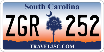 SC license plate ZGR252