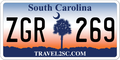 SC license plate ZGR269