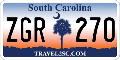 SC license plate ZGR270