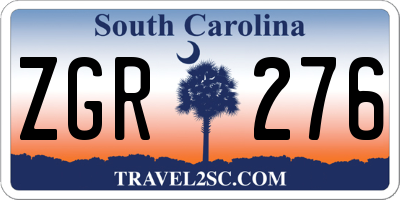 SC license plate ZGR276