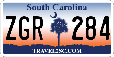 SC license plate ZGR284