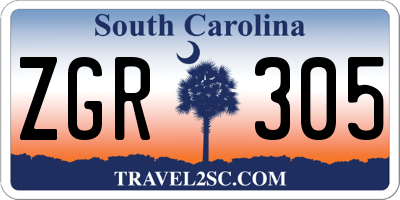 SC license plate ZGR305