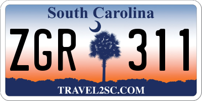 SC license plate ZGR311
