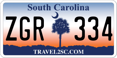 SC license plate ZGR334