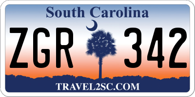 SC license plate ZGR342