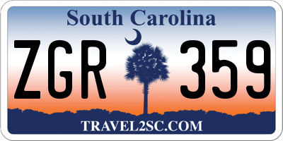 SC license plate ZGR359