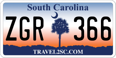 SC license plate ZGR366