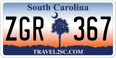 SC license plate ZGR367