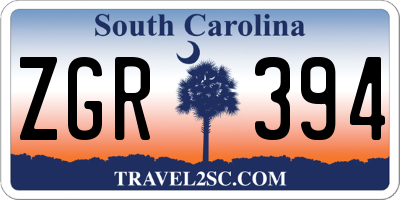 SC license plate ZGR394