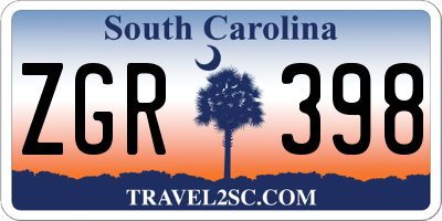 SC license plate ZGR398