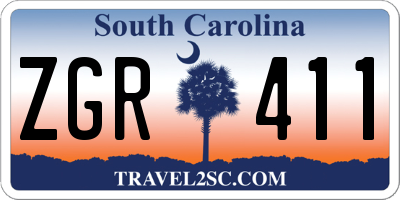 SC license plate ZGR411