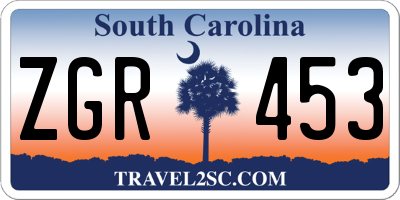 SC license plate ZGR453