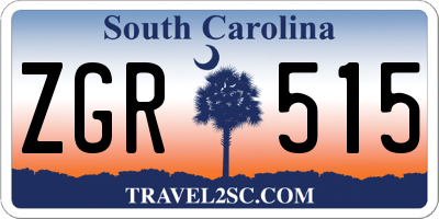SC license plate ZGR515