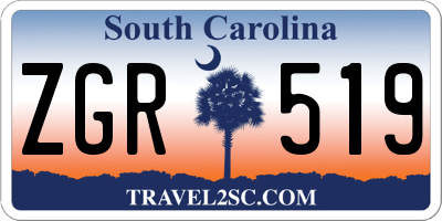 SC license plate ZGR519