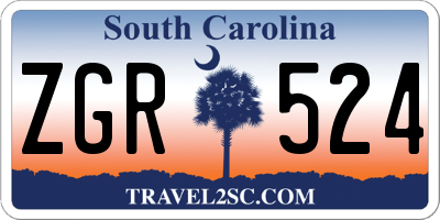 SC license plate ZGR524