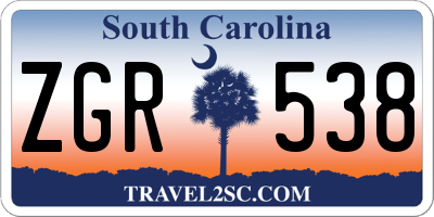 SC license plate ZGR538