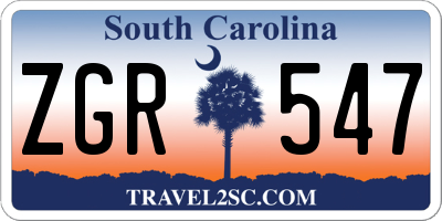 SC license plate ZGR547