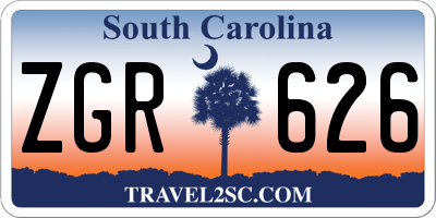 SC license plate ZGR626