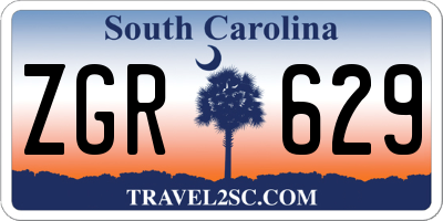 SC license plate ZGR629