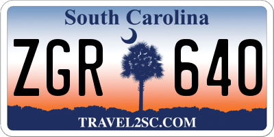 SC license plate ZGR640