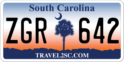 SC license plate ZGR642