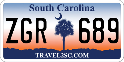 SC license plate ZGR689