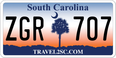 SC license plate ZGR707