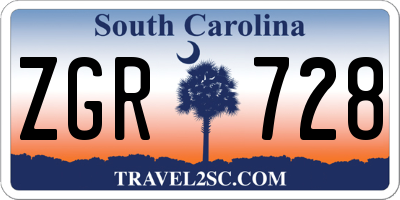 SC license plate ZGR728