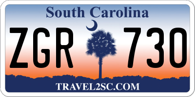 SC license plate ZGR730