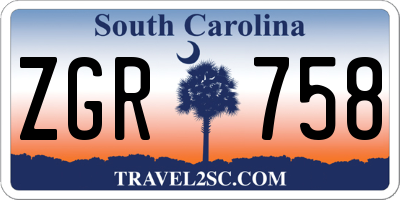 SC license plate ZGR758