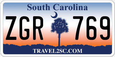 SC license plate ZGR769