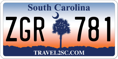 SC license plate ZGR781