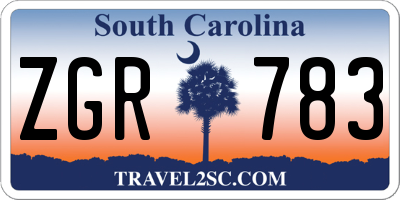 SC license plate ZGR783