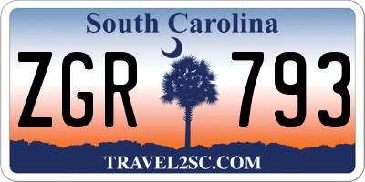 SC license plate ZGR793