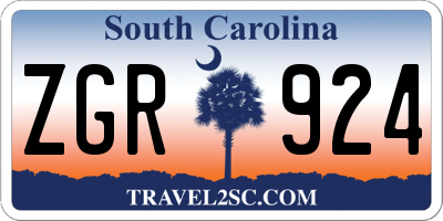 SC license plate ZGR924