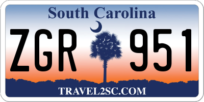 SC license plate ZGR951