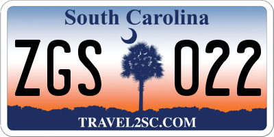 SC license plate ZGS022