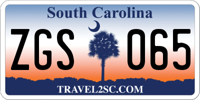 SC license plate ZGS065