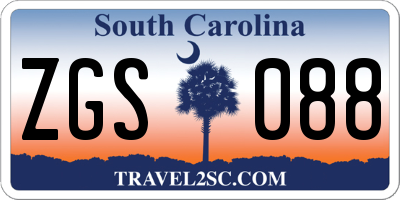 SC license plate ZGS088