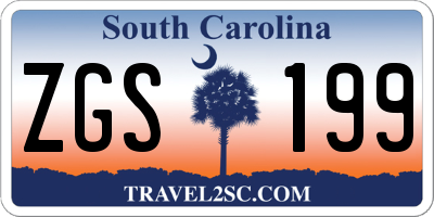 SC license plate ZGS199