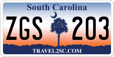 SC license plate ZGS203