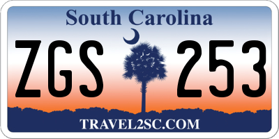 SC license plate ZGS253