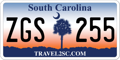 SC license plate ZGS255